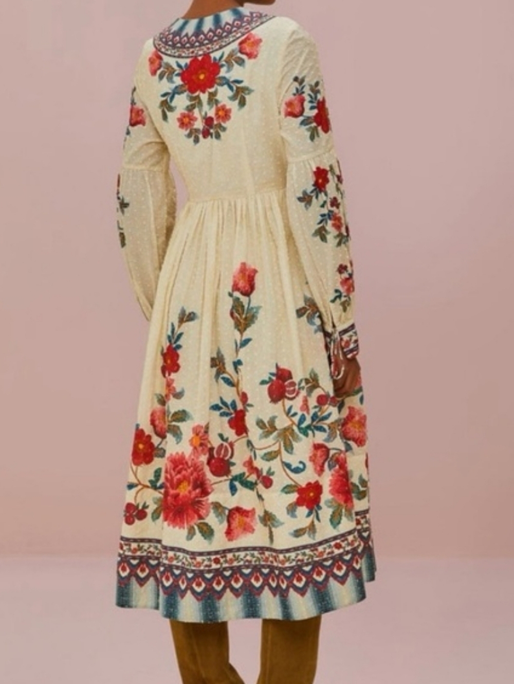 FARM Rio Mosaic Sands Floral Wrap Midi Dress - Picture 4 of 7